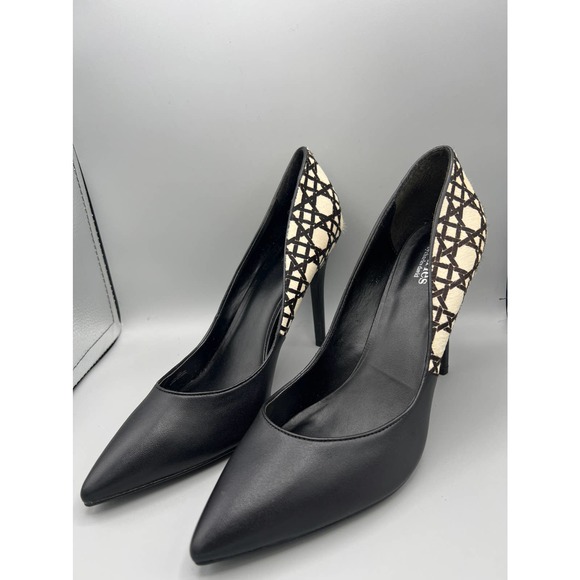 CharlesCharles David calf hair black/off white geometric print heels/pumps  sz11 - Picture 3 of 10
